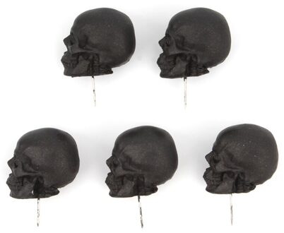 5 Stks/doos Hars Schedel Punaise Tekening Pinnen Punaise Kurk Boord Foto Muur Kaart Markers School Supply zwart