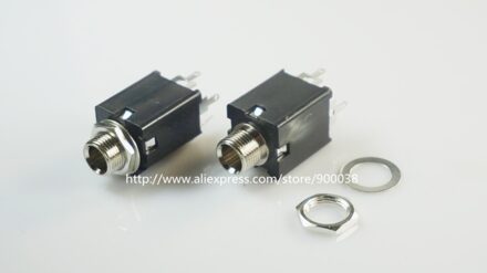 5 stks Draad lock panel mount 1/4 "6.35mm stereo jack socket Hoofdtelefoon Connector 3 dirigent 5 contact door gat soldeer