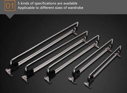 5 stks Garderobe hangering staaf mode metalen telescopische opknoping kleren staaf closet glijdende rekken zakken tie zijden sjaal houder rack 500MM