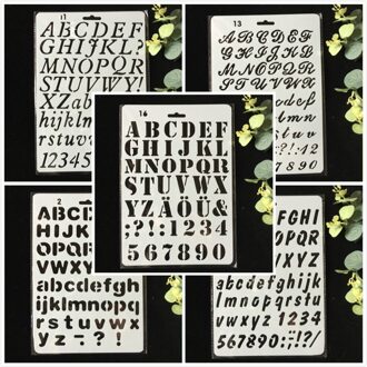 5 Stks/pak 27Cm Alfabet Letters 0-9 Diy Gelaagdheid Stencils Muur Schilderen Plakboek Kleuring Embossing Album Decoratieve Template 5stk Alphabet