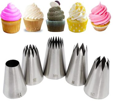 5 Stks/pak Cake Decorating Tips Set Rvs Russische Icing Piping Nozzles Diy Cake Cupcake Decorating Pastry Fondant Gereedschap