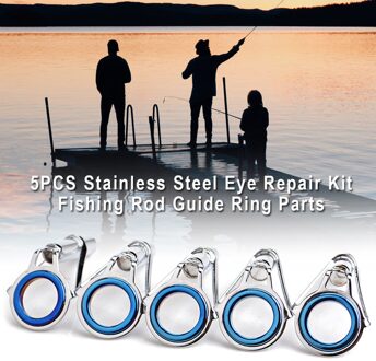 5 stks/pak Reparatie Kit DIY Professionele Eye Visgerei Cirkel Top Duurzaam Tip Rvs Hengel Slijtvaste Gids Ring 7