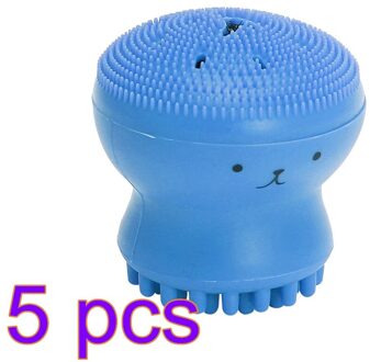5 Stks/pak Siliconen Octopus Gezicht Cleaner Mini Facial Diepe Reiniging Wassen Borstel Cleaner Massager Schoonheid Instrument Schoon Poriën blauw