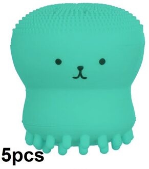 5 Stks/pak Siliconen Octopus Gezicht Cleaner Mini Facial Diepe Reiniging Wassen Borstel Cleaner Massager Schoonheid Instrument Schoon Poriën groen
