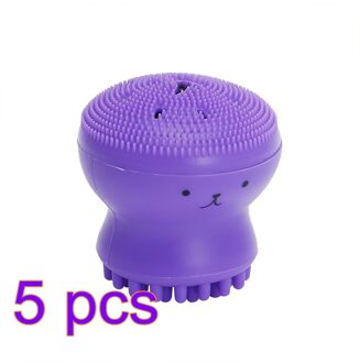 5 Stks/pak Siliconen Octopus Gezicht Cleaner Mini Facial Diepe Reiniging Wassen Borstel Cleaner Massager Schoonheid Instrument Schoon Poriën paars