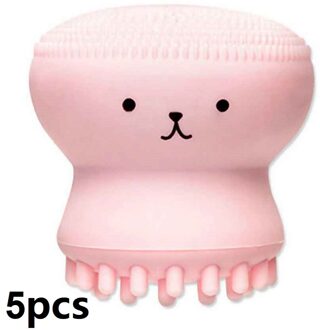 5 Stks/pak Siliconen Octopus Gezicht Cleaner Mini Facial Diepe Reiniging Wassen Borstel Cleaner Massager Schoonheid Instrument Schoon Poriën roze