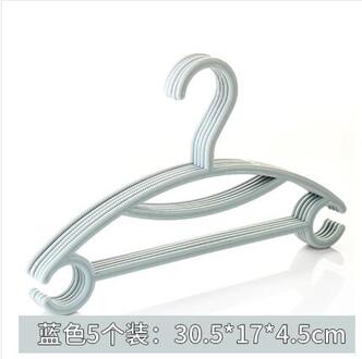 5 stks/partij 30 cm baby plastic hangers voor kleding opknoping huishouden baby kind antislip naadloze kleerhanger Blauw