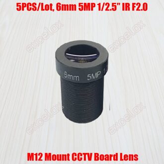 5 stks/partij 5MP 1/2. 5 "6mm F2.0 Vaste Iris IR MTV M12 Mount CCTV Board Lens voor 1080P 2MP 3MP 4MP 5 Megapixel Analoge IP Camera Default 5stk lens