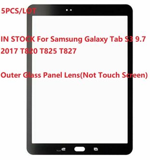 5 Stks/partij 9.7 "Voor Samsung Galaxy Tab S3 9.7 T820 T825 T827 Outer Glass Panel Lens Vervanging (Niet Touch Screen) zwart