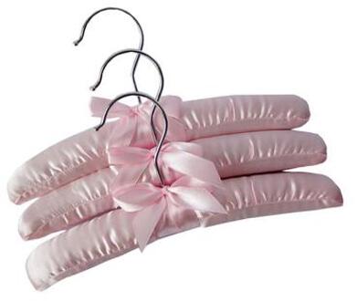 5 stks/partij baby doek hangers kinderen polyester multicolor clohtes rack kids hangers voor kleding 25cm Roze