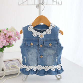5 stks/partij Baby Vesten Meisjes Jeans Denim Lace Vesten Bovenkleding Kinderen Lente Kleding Kids Jassen 0-2Y