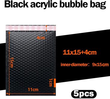 5 Stks/partij Bubble Envelop Tassen Zelf Seal Mailers Gevoerde Enveloppen Met Bubble Mailing Tas Pakketten Tas Zwart 11x15cm