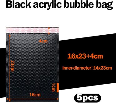 5 Stks/partij Bubble Envelop Tassen Zelf Seal Mailers Gevoerde Enveloppen Met Bubble Mailing Tas Pakketten Tas Zwart 16x23cm