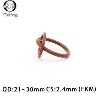 5 Stks/partij Fluor Rubber Ring Bruin Fkm O Ring Seal Cs: 2.4Mm OD21/22/23/24/25/27/28/29/30Mm rubberen O-ring Afdichting Olie Pakking 25x20.2x2.4mm