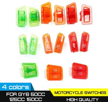 5 Stks/partij GY6 Bromfiets Scooter Richtingaanwijzer Koplamp Hoorn Dimmer 5 Stuks/set Motorfiets Starter Knop 50cc 125cc 150cc Blauw