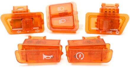 5 Stks/partij GY6 Bromfiets Scooter Richtingaanwijzer Koplamp Hoorn Dimmer 5 Stuks/set Motorfiets Starter Knop 50cc 125cc 150cc Oranje