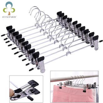 5 stks/partij Hangers Voor Kleding Roestvrijstalen Clip Stand Hanger Broek Rok Kid Kleding Verstelbare Pinch Grip Cabide GYH