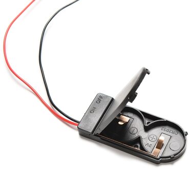 5 Stks/partij Hold 2x CR2032 Button Knoopcelbatterij Holder Case Storage Black Box 6V Wire Lead Aan/uit Schakelaar