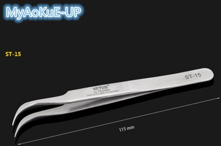 5 Stks/partij Pincet Gebogen Nail Tool Voor Wimper Extension Make Gereedschap Roestvrijstalen Pincet Geënt Wimpers ST15