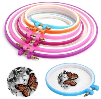 5 Stks/partij Plastic Borduren En Kruissteek Hoepel Set Embroidery Hoop Ring Frame Verstelbare Naaien Gereedschap