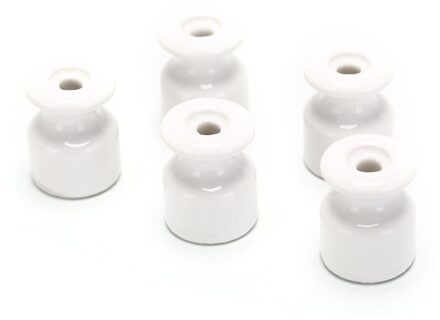 5 Stks/partij Porseleinen Isolator Voor Muur Bedrading Keramische Isolatoren 5 Kleuren Frequentie Elektrische Porselein Keramische Isolator wit