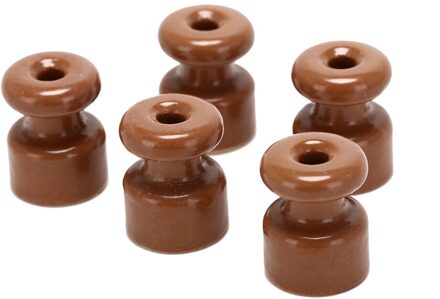 5 Stks/partij Porseleinen Isolator Voor Muur Bedrading Keramische Isolatoren Hoge Frequentie Elektrische Porselein Keramische Isolator 5 Kleuren bruin