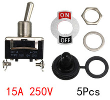 5 Stks/partij Spst 2Pin Zware Rocker Switch Auto Boot 15A 250V On/Off Rocker Schakelaar Met waterdichte Laars Auto Accessoires