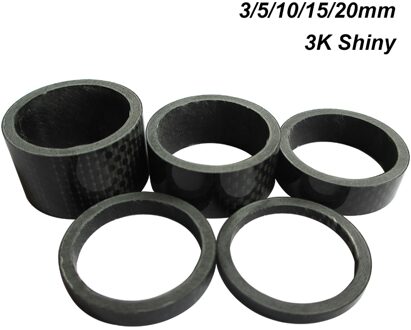 5 Stks/set 1-1/8 "Full Carbon Racefiets Mtb Fiets Stem Headset Spacer Ringen 3K Glossy Carbon fiets Wasmachine 28.6Mm
