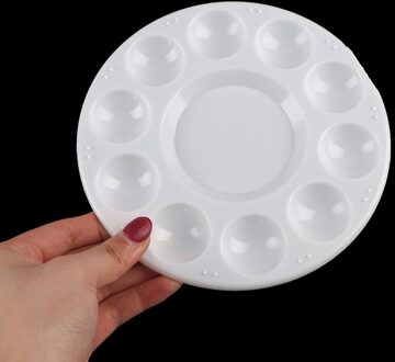 5 Stks/set 10Grid Aquarel Olieverf Schilderij Lade Mixing Palet Kunstenaar Tekening Ronde Vorm 17Cm