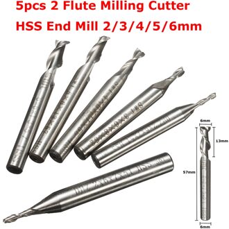 5 stks/set 2/3/4/5/6mm 2 Fluit Frees HSS End Mill CNC graveren Bit Rechte Schacht Boor Gereedschap