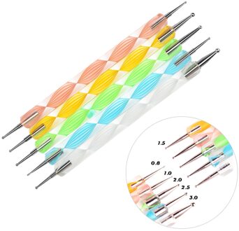 5 Stks/set 2 Way Puntjes Pen Nail Tool Nail Art Pen Set Voor Uv Gel Nail Te Marbleizing Schilderen Tool nail Art Dot Set