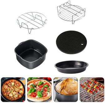 5 Stks/set 6 Centimeter Lucht Friteuse Accessoires Pizza Lade Grill Toast Rek Stoom Rack Isolatie Pad Voor Thuis Keuken
