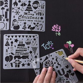 5 Stks/set Alfabet Letter Kerst Doodle Stencils Template Schilderen Scrapbooking Embossing Stempelen Album Card Diy Hip