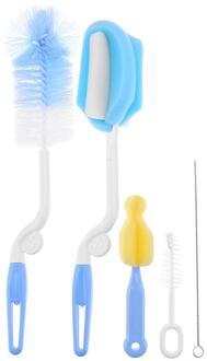 5 Stks/set Baby Fles Borstel Set Babyuitsteeksel 360-Graden Roterende Schone Spons Uitloop Cup Borstel Kit Fles Schoon tool