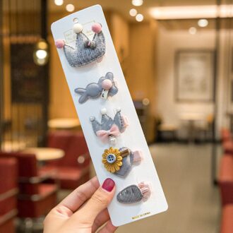 5 Stks/set Cartoon Dieren Baby Meisjes Hair Clips Cute Bows Bloem Kids Haarspelden Haarspeldjes Baby Haar Accessoires style6