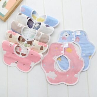 5 Stks/set Cartoon Katoen Zes-Layer Gaas Baby Bib Graden Roterende Speeksel Handdoek