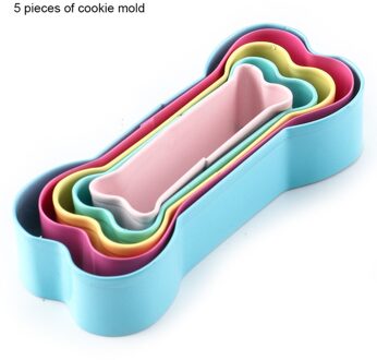 5 Stks/set Cookie Cutter 3D Hond Bot Vorm Biscuit Stempel Rvs Cake Decorating Gereedschap Diy Gebak Bakken Cookie Mallen