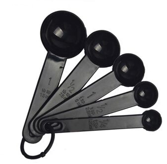 5 Stks/set Creatieve Herbruikbare Thuisgebruik Maatlepel Plastic Schaal Hars Maatlepel Keuken Meetinstrumenten zwart