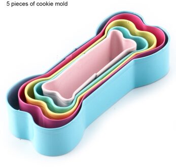5 stks/set DIY Cookie Cutter 3D Hond Bot Vorm Cookie Stamp Cake Decorating Gereedschap Gebak Bakken Biscuit Mallen Rvs