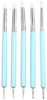 5 Stks/set Double-Ended Puntjes Gereedschap Set Nail Art Embossing Gereedschap Aardewerk Craft Art Siliconen Borstels