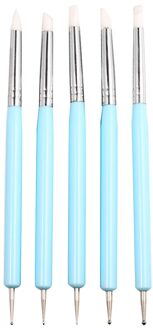 5 Stks/set Double-Ended Puntjes Gereedschap Set Nail Art Embossing Gereedschap Aardewerk Craft Art Siliconen Borstels