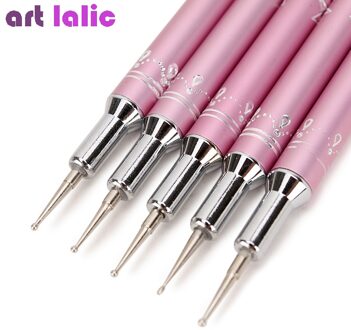 5 Stks/set Dual-End Puntjes Top Grade 2-Manieren Roze Pen Nail Art Tool Marbleizing Schilderij