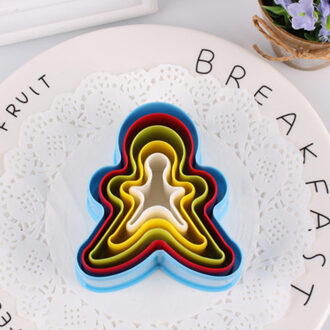 5 stks/set Fondant Cake Cookie Cutter Mold Kleurrijke Plastic Biscuit Mallen Fruit Cutter Mooie Vorm Bakken keuken Accessoires klein human-vormig