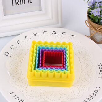 5 stks/set Fondant Cake Cookie Cutter Mold Kleurrijke Plastic Biscuit Mallen Fruit Cutter Mooie Vorm Bakken keuken Accessoires plein