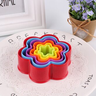 5 stks/set Fondant Cake Cookie Cutter Mold Kleurrijke Plastic Biscuit Mallen Fruit Cutter Mooie Vorm Bakken keuken Accessoires pruim blossom
