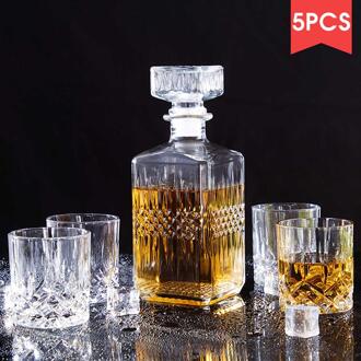 5 Stks/set Glas Decanter Wijn Separator Set Huishouden Rode Witte Wijn Glas Cup Whisky Likeur Schenker Thuis Bar Vodka Bier fles