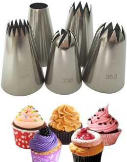 5 stks/set Grote Russische Icing Piping Pastry Nozzle Tips Bakken Tools Gebak Decoratie Set Rvs Nozzles Cupcake