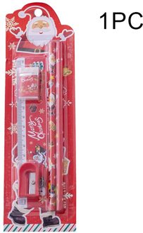 5 Stks/set Kerst Briefpapier Set Cartoon Potlood Liniaal Gum Puntenslijper Kids Kleuterschool Leerling Student School Ni 1 reeks