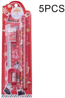 5 Stks/set Kerst Briefpapier Set Cartoon Potlood Liniaal Gum Puntenslijper Kids Kleuterschool Leerling Student School Ni 5 reeks
