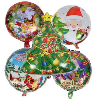 5 stks/set Kerstboom Folie Ballonnen Vrolijk Kerstfeest Decoratie Ornamenten Helium Ballon Cartoon Opblaasbare Bal Feestartikelen 5stk-1